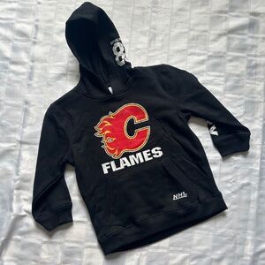 Might Wear Sports Calgary Flames Pull Over Black and Red Hoodie